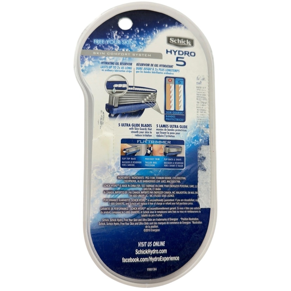 Schick Hydro 5 NIP Razor Handle + 1 Cartridge Set (5) New Clamshell Packaging - Picture 3 of 5